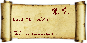 Novák Iván névjegykártya